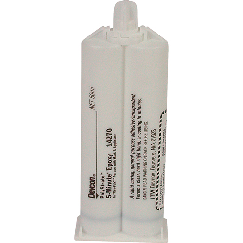 Adh&eacute;sif 5 minutes, 50 ml, Cartouche double, Deux composants, Transparent Superchem Industries