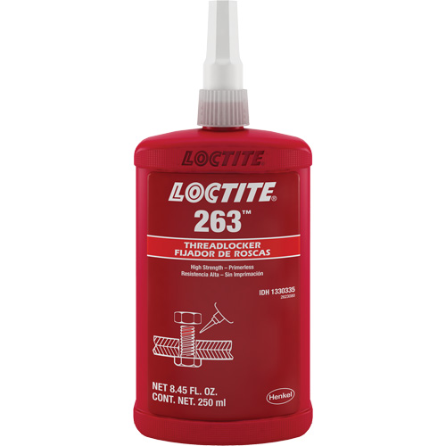 Threadlocker 263 Rapid Cure, Red, High, 250 ml, Bottle Superchem Industries