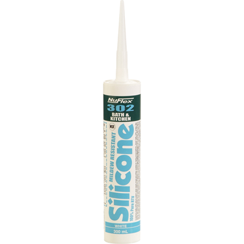 NuFlex&reg; 302 Bath And Kitchen Silicone Sealant, 300 ml, Cartridge, Clear Superchem Industries