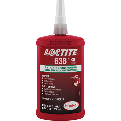 Loctite&reg; 638 Retaining Compound, 250 ml, Bottle, Green Superchem Industries