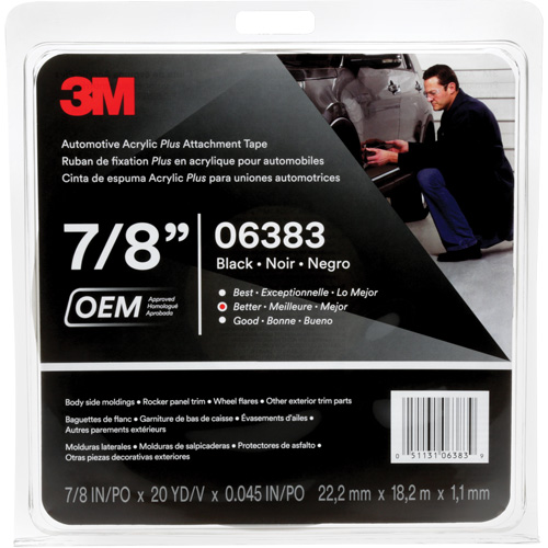 3M Automotive Acrylic Tape, 18 M (60') L x 22 mm (7/8") W, 45 mils, Acrylic Superchem Industries