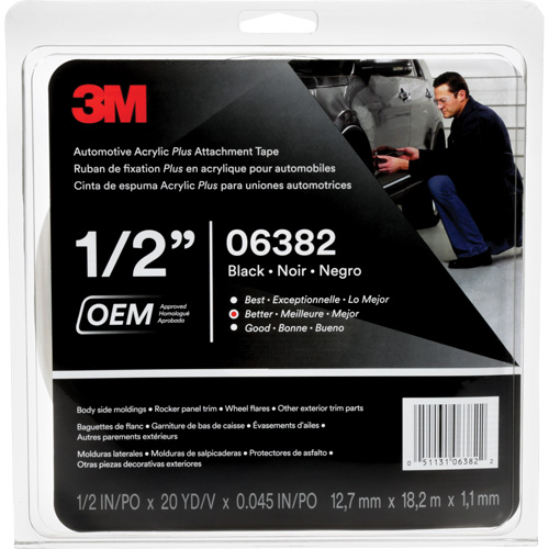 3M Automotive Acrylic Tape, 18 M (60') L x 12.7 mm (1/2") W, 45 mils, Acrylic Superchem Industries