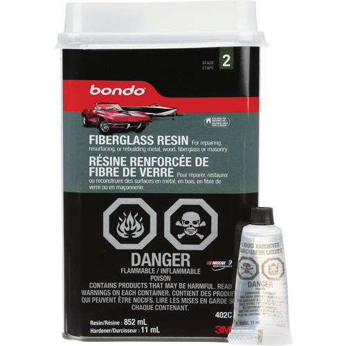 R&eacute;sine de fibre de verre Bondo, Deux composants, 852 ml, Bouteille, Blanc cass&eacute; Superchem Industries