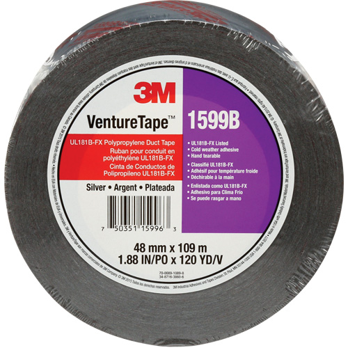 1599B Venture Tape Polypropylene Tape, 3 mils, Silver, 48 mm (2") x 109.7 m (359.9') Superchem Industries