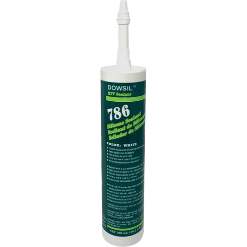 Agent d'&eacute;tanch&eacute;it&eacute; &agrave; base de silicone Dowsil 786, 300 ml, Cartouche, Blanc Superchem Industries