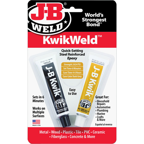 KwikWeld Epoxy, Two-Part, Tube, 2 oz., Grey Superchem Industries