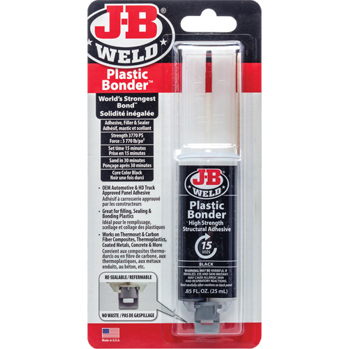 Plastic Bonder Adhesive, 25 ml, Syringe, Two-Part, Black Superchem Industries