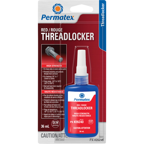 Permanent Strength Threadlocker, Red, High, 36 ml, Bottle Superchem Industries