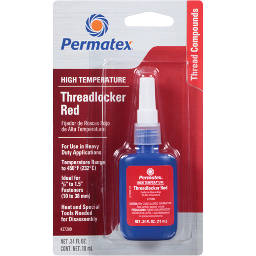 High Temperature Threadlocker, Red, High, 10 ml, Bottle Superchem Industries