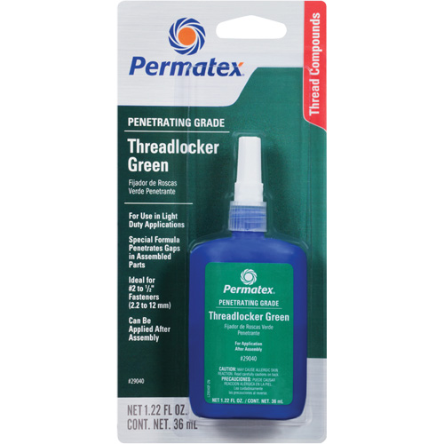 Penetrating Grade Threadlocker, Green, Low, 36 ml, Bottle Superchem Industries