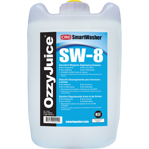 Solution de d&eacute;graissage pour avions et armes SW-8 SmartWasher Ozzyjuice, Cruche Superchem Industries