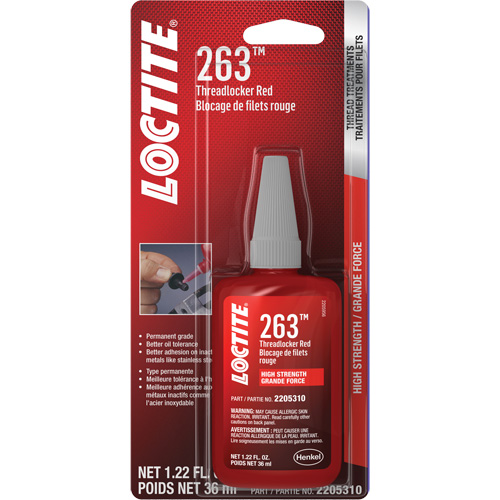 263 Threadlocker, Red, High, 36 ml, Bottle Superchem Industries