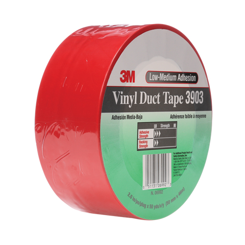 3903 Vinyl Duct Tape, 48 mm (2") W x 46 m (151') L, 6.5 mils, Red Superchem Industries