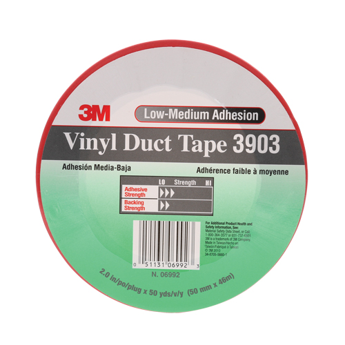 3903 Vinyl Duct Tape, 48 mm (2") W x 46 m (151') L, 6.5 mils, Red Superchem Industries