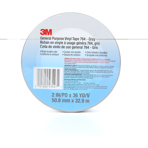 Ruban en vinyle pour travaux g&eacute;n&eacute;raux 764, 50,8 mm (2") la x 32,9 m (108') lo, 5 mils, Gris Superchem Industries