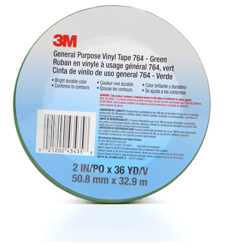 Ruban en vinyle pour travaux g&eacute;n&eacute;raux 764, 50,8 mm (2") la x 32,9 m (108') lo, 5 mils, Vert Superchem Industries