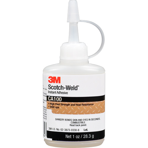 Adh&eacute;sif instantan&eacute; CA100 Scotch-Weld, Blanc cass&eacute;, Bouteille, 1 oz Superchem Industries