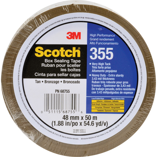 Ruban pour sceller les boîtes Scotch 355, Adh&eacute;sif Thermofusible, 3,15 mils, 48 mm (2") x 50 m (164') Superchem Industries