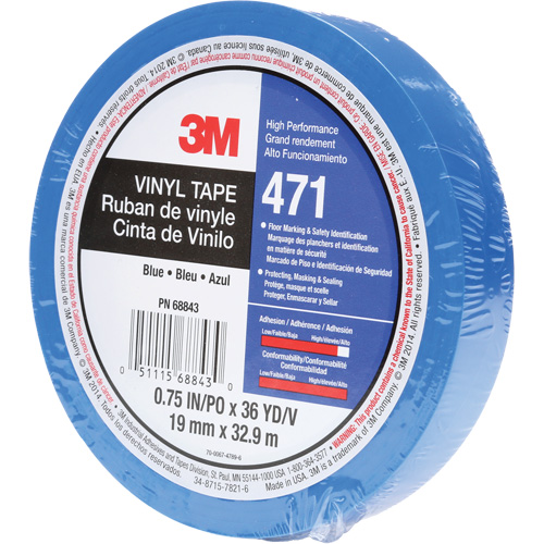 471 Vinyl Tape, 19 mm (3/4") W x 32.9 m (108') L, 5.3 mils, Blue Superchem Industries