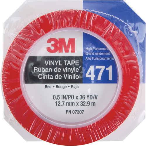 Ruban en vinyle 471, 12 mm (1/2") la x 32,9 m (108') lo, 5,3 mils, Rouge Superchem Industries