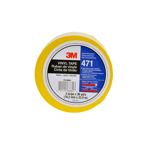 471 Vinyl Tape, 12 mm (1/2") W x 32.9 m (108') L, 5.2 mils, Yellow Superchem Industries