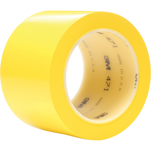 471 Vinyl Tape, 76.2 mm (3") W x 32.9 m (108') L, 5.2 mils, Yellow Superchem Industries