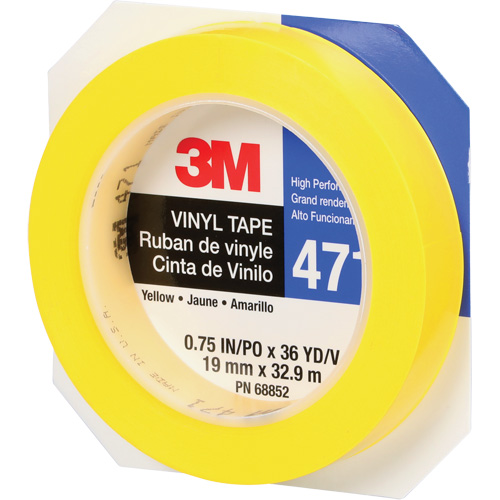 471 Vinyl Tape, 19 mm (3/4") W x 32.9 m (108') L, 5.3 mils, Yellow Superchem Industries