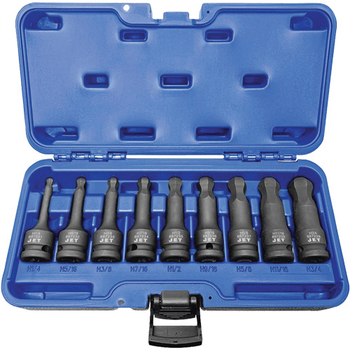 BNH-912 1/2" Drive SAE Ball Nose Hex Impact Socket Set, Hex, 1/2" Drive, 9 Pcs Superchem Industries