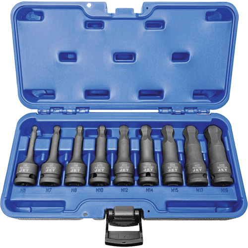 BNH-912M 1/2" Drive Metric Ball Nose Hex Impact Socket Set, Hex, 1/2" Drive, 9 Pcs Superchem Industries