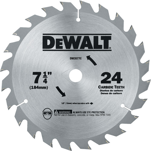 Carbide Circular Saw Blade, 7-1/4", 24 Teeth Superchem Industries