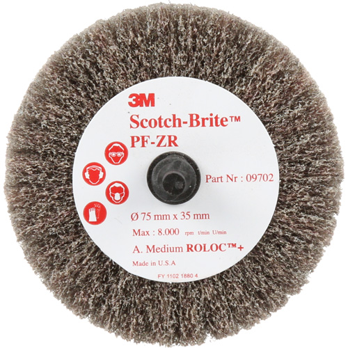 Scotch-Brite Roloc Cut & Polish Disc, Aluminum Oxide, Medium Grit, 3" x 1-3/8" x 1/4" Superchem Industries