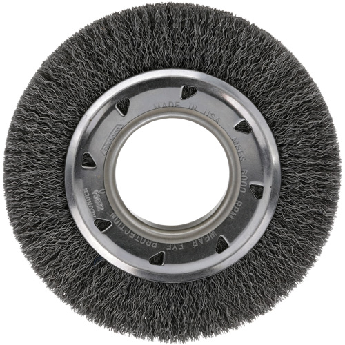Crimped Wire Wheel Brush - Medium Face, 4-1/4" Dia., 0.012 Fill, 2" Arbor Superchem Industries