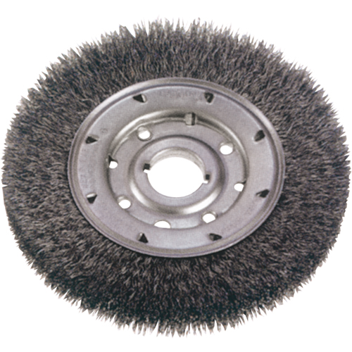 Crimped Wire Wheel Brushes - Medium Face, 10" Dia., 0.0118" Fill, 2" Arbor Superchem Industries