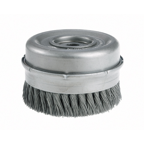 Knot Wire Cup Brushes with Bridle - Heavy-Duty, 4" Dia. x 5/8"-11 Arbor Superchem Industries