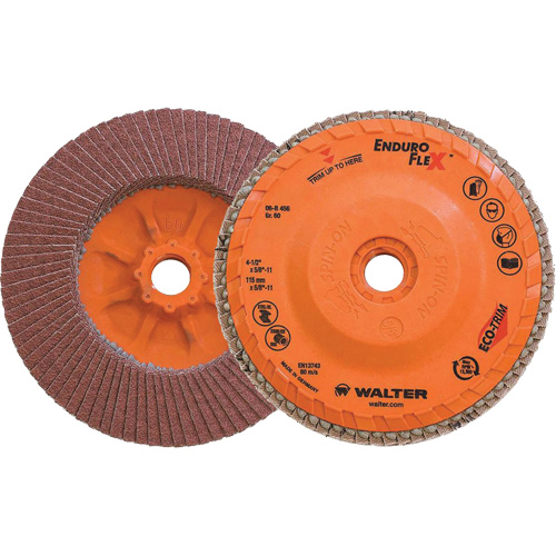 Disque &agrave; lamelles Enduro-Flex, 4-1/2" x 5/8"-11, Type 27, Grain 60, Alumine de zirconium Superchem Industries