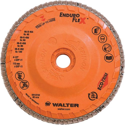Disque &agrave; lamelles Enduro-Flex, 4-1/2" x 5/8"-11, Type 27, Grain 80, Alumine de zirconium Superchem Industries