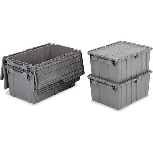 Flipak&reg; Polyethylene Plastic (PE) Distribution Containers, 11.8" x 9.8" x 7.7", Grey Superchem Industries