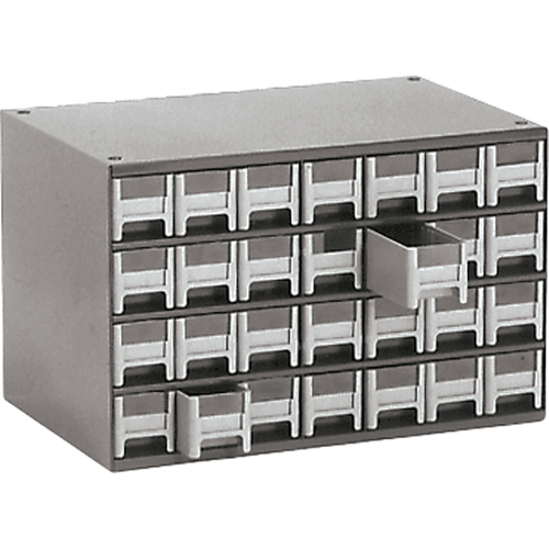Modular Parts Cabinets, Steel, 28 Drawers, 17" x 10-9/16" x 2-2/16", Grey Superchem Industries