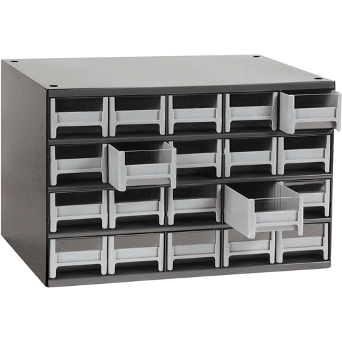 Modular Parts Cabinets, Steel, 20 Drawers, 17" x 10-9/16" x 2-1/16", Grey Superchem Industries