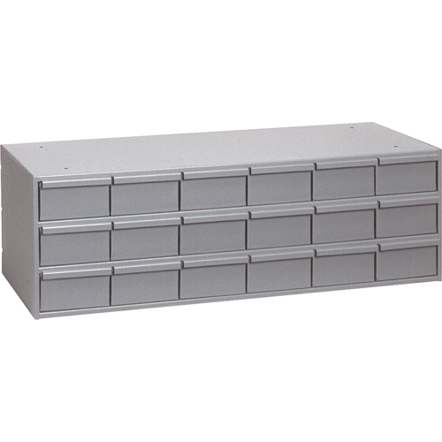 Industrial Drawer Cabinets, 18 Drawers, 33-3/4" W x 11-3/4" D x 12-7/8" H, Grey Superchem Industries