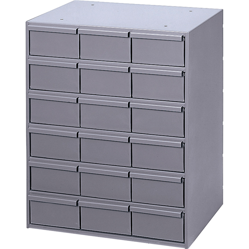 Industrial Drawer Cabinets, 18 Drawers, 17-1/4" W x 11-5/8" D x 21-1/4" H, Grey Superchem Industries