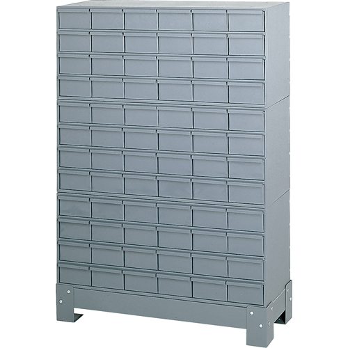 Industrial Drawer Cabinet With Base, 72 Drawers, 34-1/8" W x 12-1/4" D x 48-1/8" H, Grey Superchem Industries
