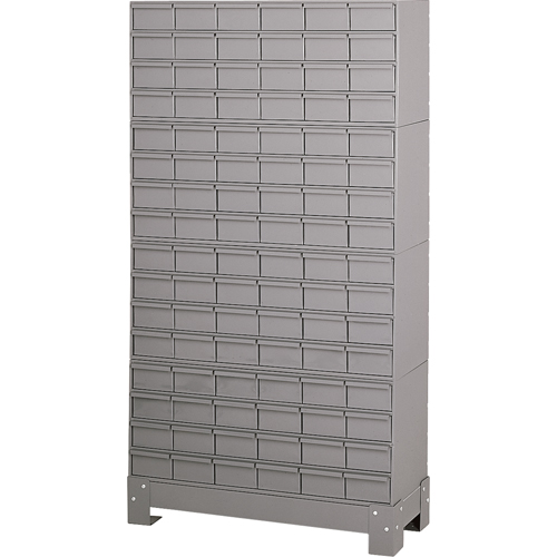 Casiers &agrave; tiroirs industriels avec base, 96 tiroirs, 34-1/8" la x 12-1/4" p x 62-1/2" h, Gris Superchem Industries