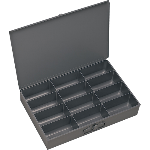 Boîtes &agrave; fond courb&eacute;, Acier, 12 compartiments, 18" la x 12" p, 3" h, Gris Superchem Industries