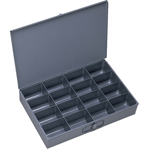 Compartment Scoop Boxes, Steel, 16 Slots, 18" W x 12" D x 3" H, Grey Superchem Industries