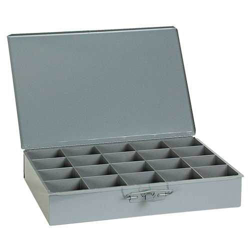 Compartment Scoop Boxes, Steel, 20 Slots, 18" W x 12" D x 3" H, Grey Superchem Industries