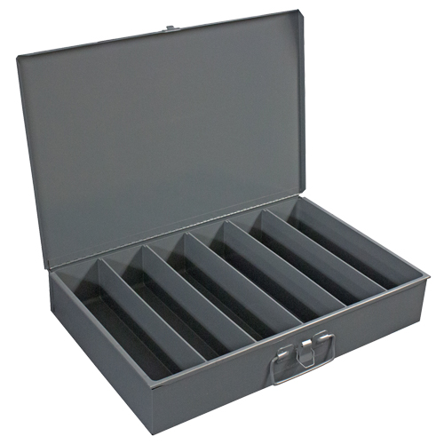 Compartment Steel Scoop Boxes , 18.34" W x 12.16" D x 3.16" H, 6 Vertical Compartments Superchem Industries