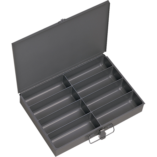Boîtes &agrave; fond courb&eacute;, Acier, 8 compartiments, 13-3/8" la x 9-1/4" p, 2" h, Gris Superchem Industries