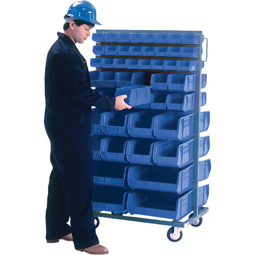 Double-Sided Mobile Bin Rack, Double-sided, 96 bins, 36" W x 24" D x 63" H Superchem Industries