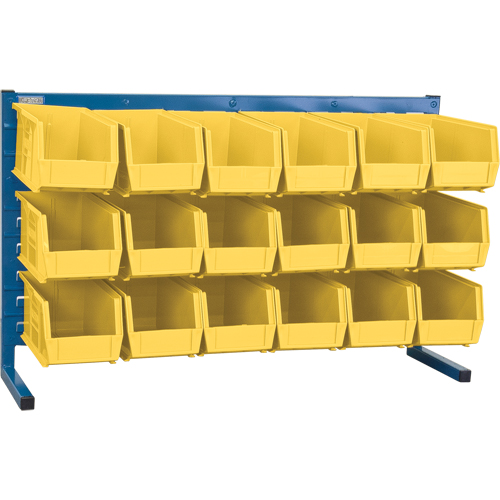 Louvered Rack with Bins, 18 Bins, 36" W x 8-1/4" D x 22" H Superchem Industries